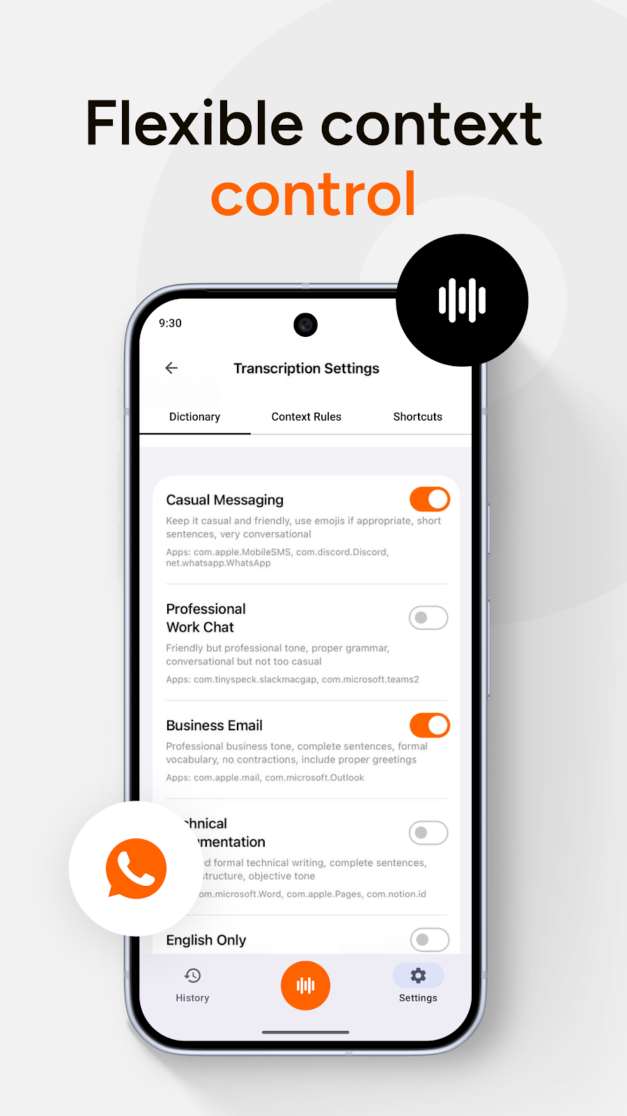 Writing rules for different Android apps
