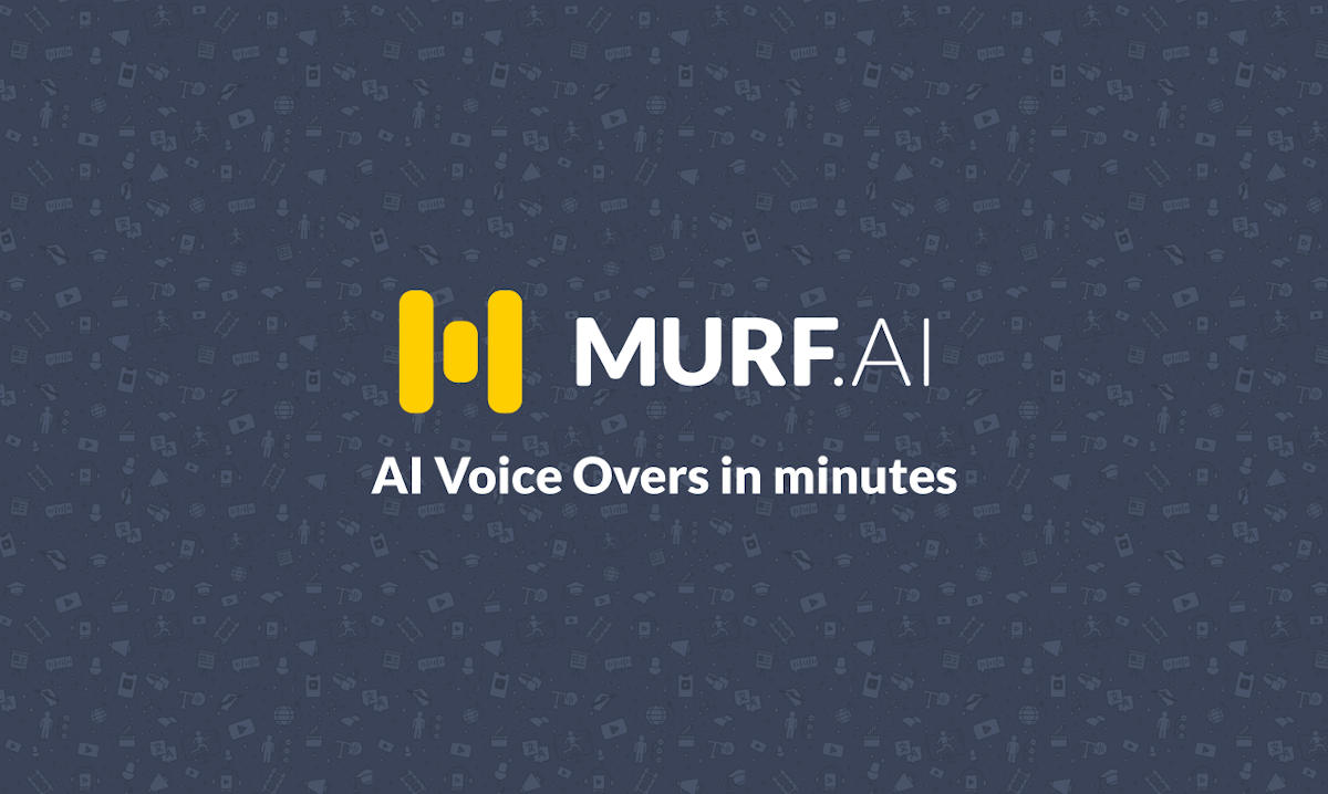 Murf AI studio interface with timeline editor and voice library