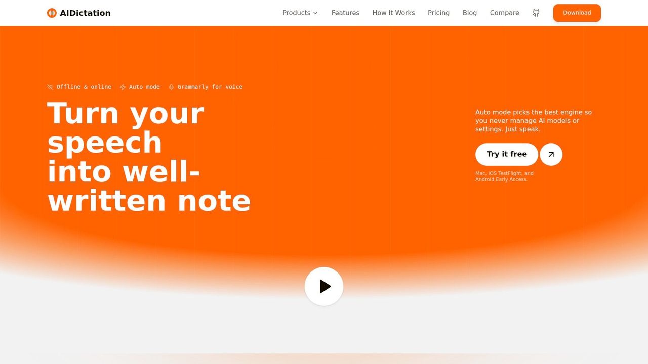 Screenshot from https://aidictation.com