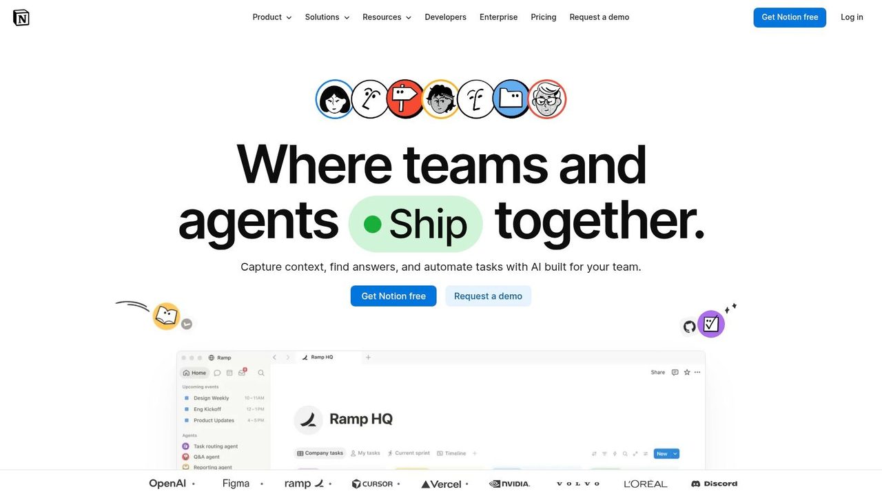 Notion (with Notion AI, Meeting Notes, Enterprise Search; Custom Agents)