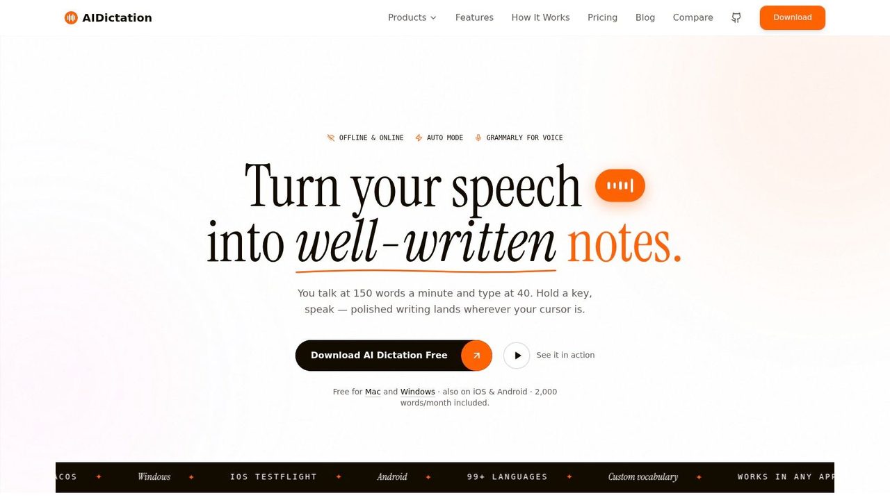 Screenshot from https://aidictation.com