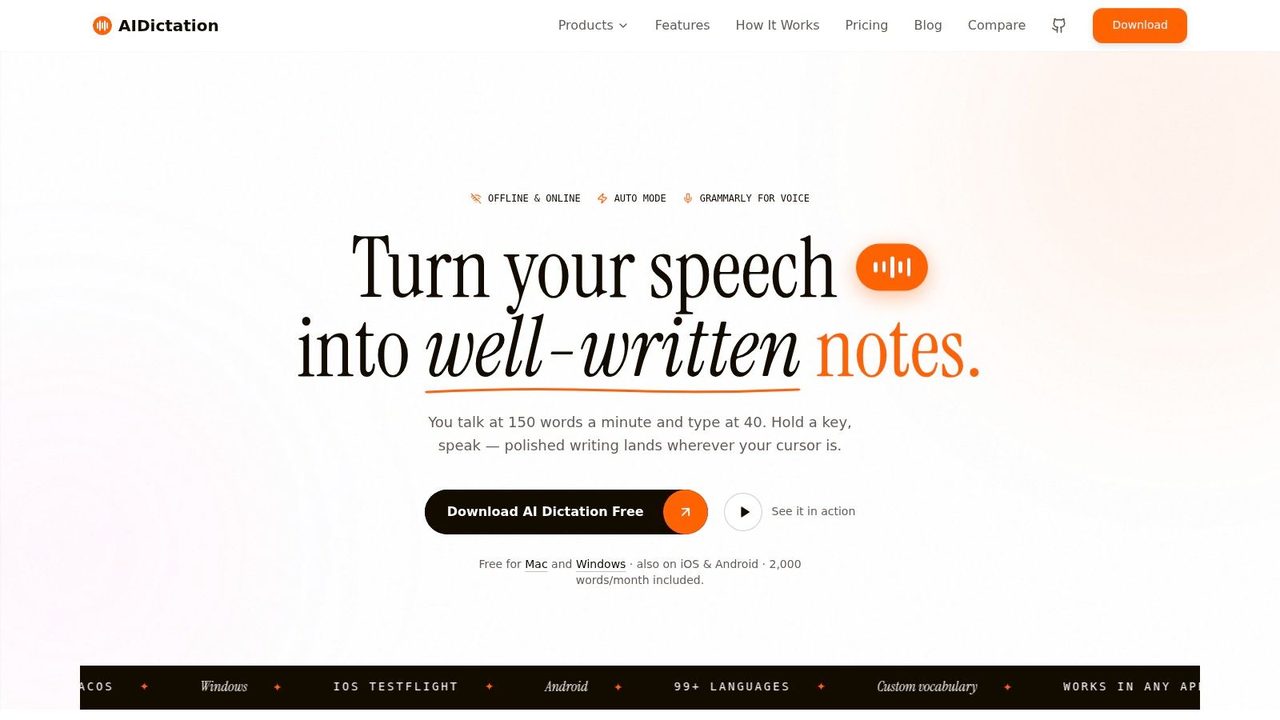 Screenshot from https://aidictation.com