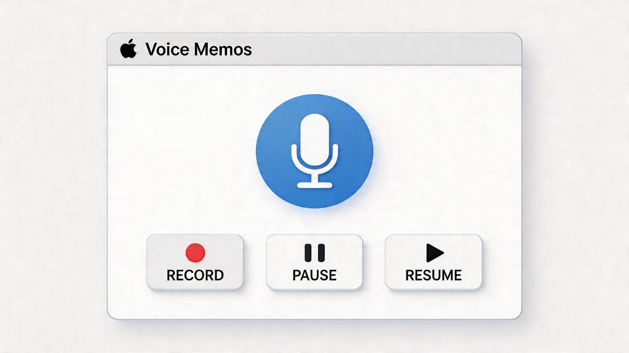 A minimalist digital interface for the Apple Voice Memos application on a Mac computer screen.