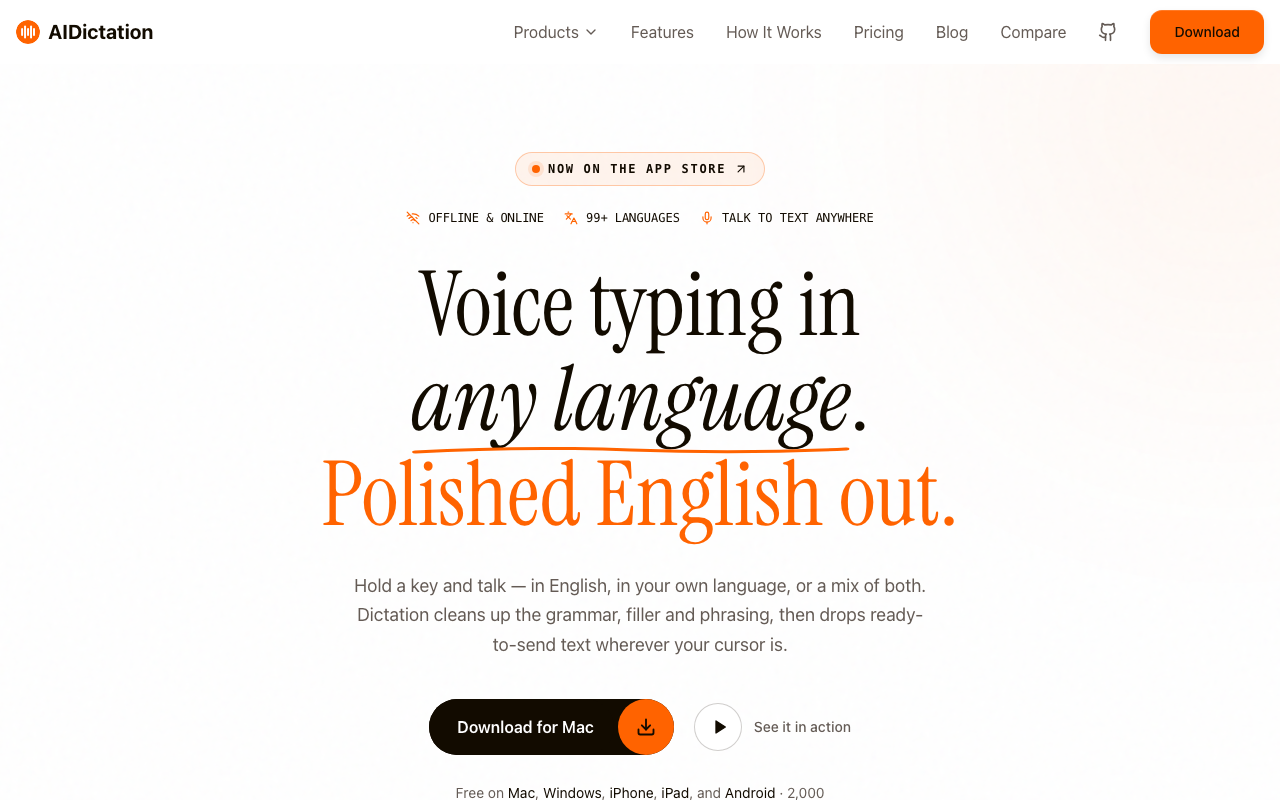 AI Dictation website