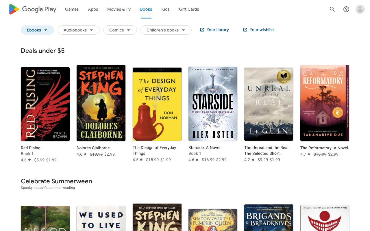 Google Play Books website