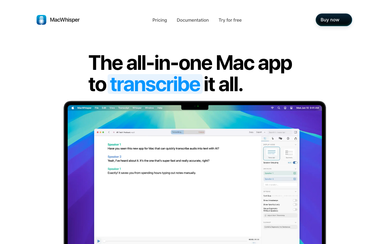 MacWhisper website