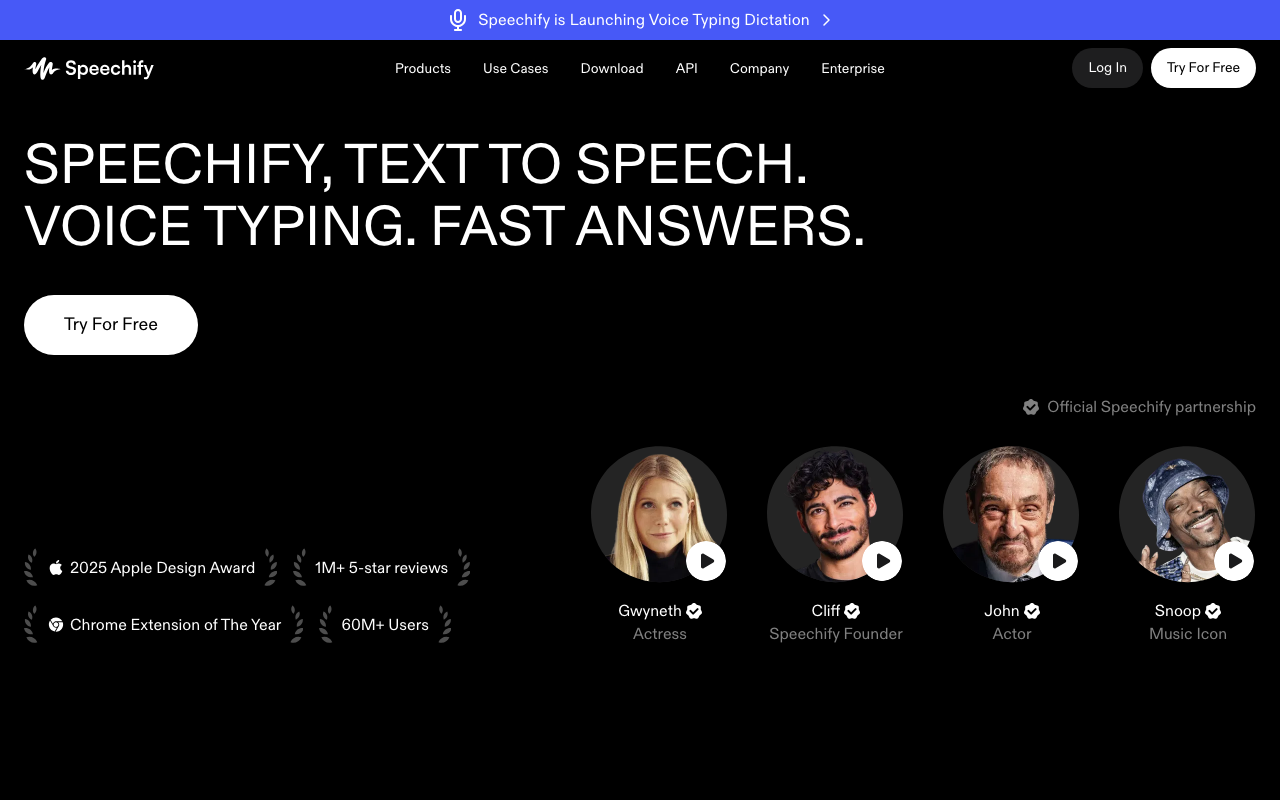 Speechify website