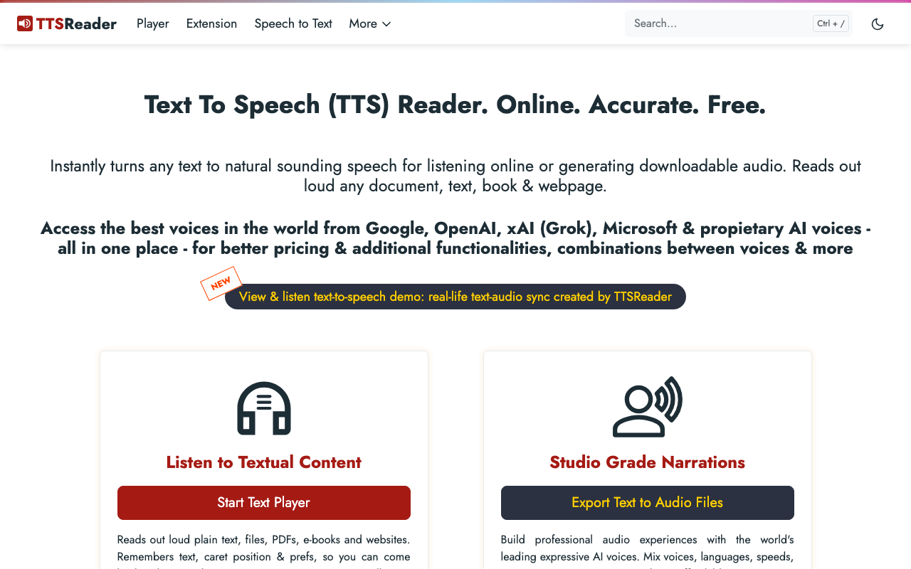 TTSReader website