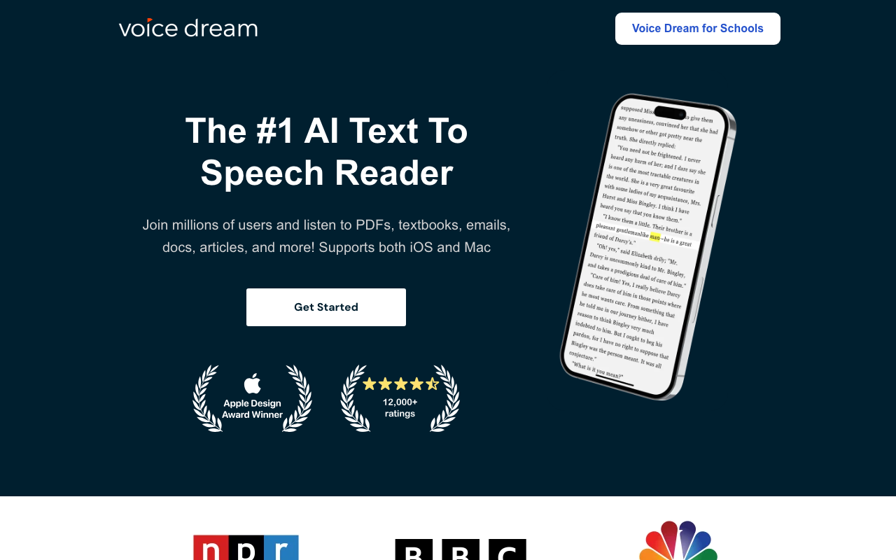 Voice Dream Reader website